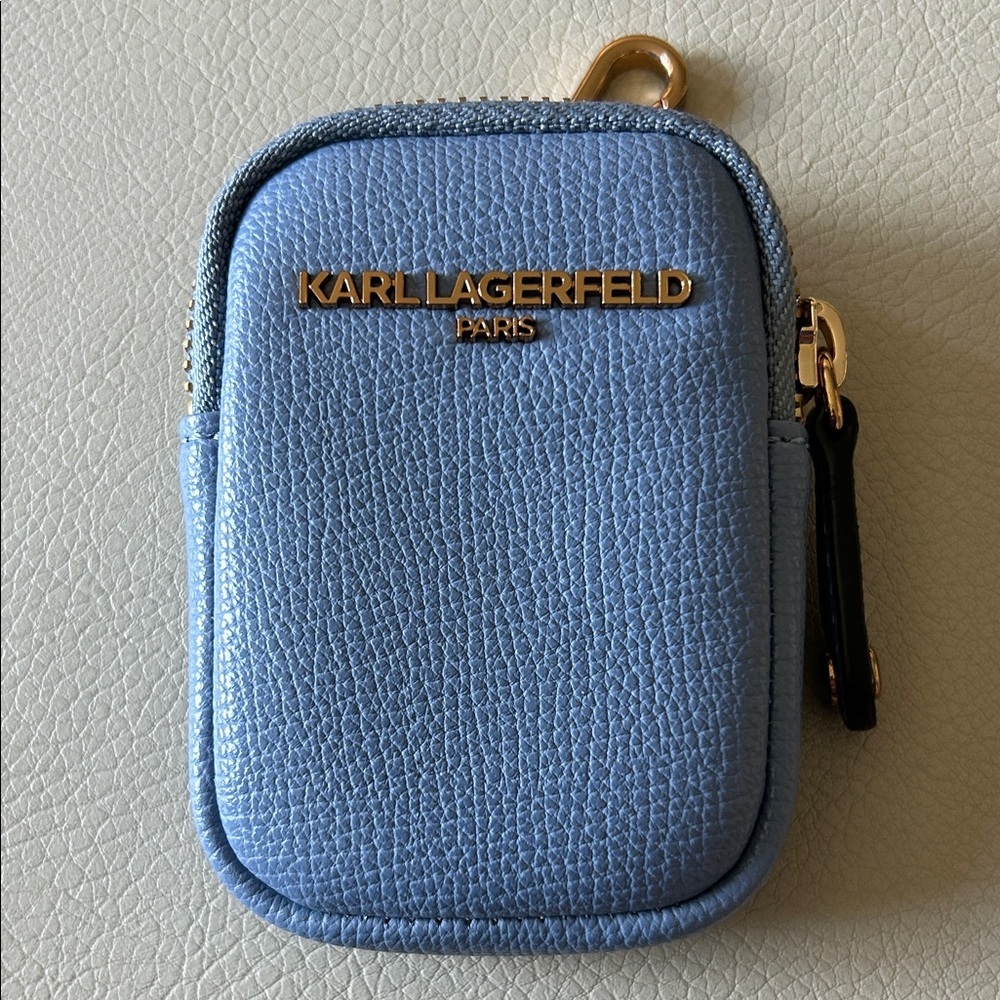 Karl Lagerfeld Blue Pebbled Faux Leather Zip Wallet Coin Purse - Picture 1 of 8